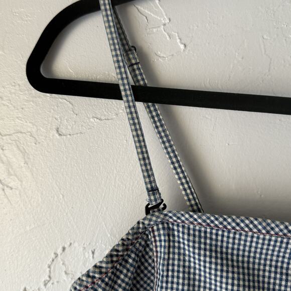 Garnet Hill Dress Vintage Cottage Medium‎ Blue Gingham Sleeveless Pockets - Picture 5 of 10
